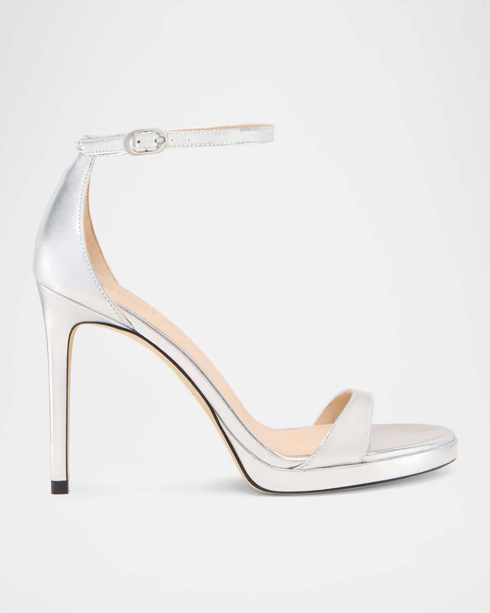 Nudist Metallic Ankle-Wrap Platform Sandals
